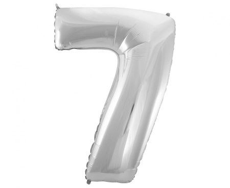 Balon foliowy Cyfra 7, srebrna, Beauty&Charm, 92 cm