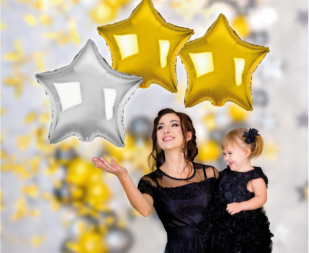 Balony foliowe B&C Gwiazdy złote i srebrne 19