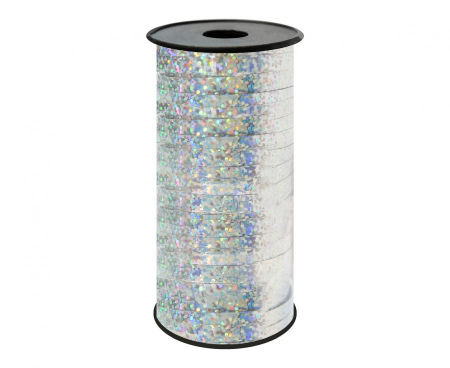Tasiemka holograficzna srebrna, 100y (92 m)