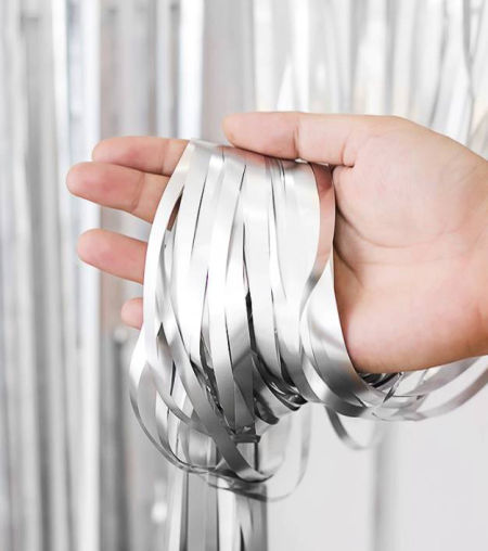 Kurtyna dekoracyjna srebrna, matowa, 100x200cm