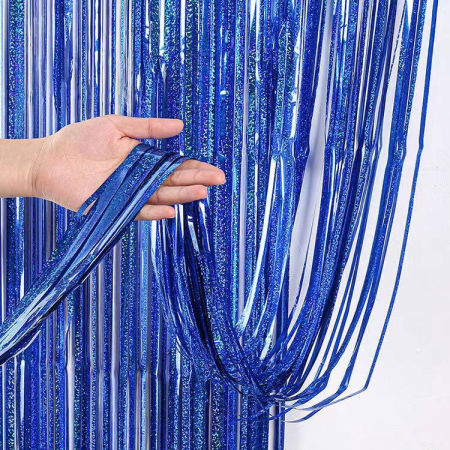 Kurtyna dekoracyjna  holograficzna, niebieska 100x200 cm