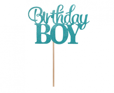 Dekoracja papierowa na tort Birthday Boy, 10x7 cm, topper, piker