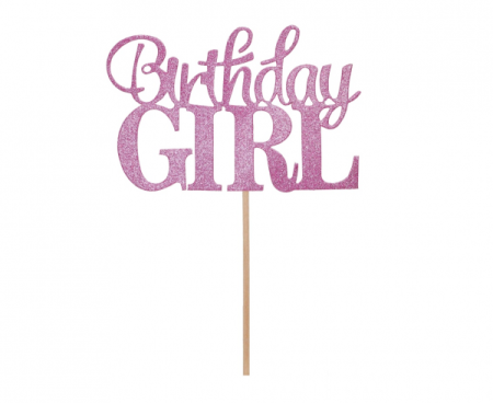 Dekoracja papierowa na tort Birthday Girl, 10x7 cm, topper, piker