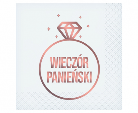 Serwetki Wieczór Panieński (białe), certyfikat FSC, 33x33 cm/ 20 szt.