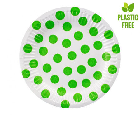 Talerzyki pap. Groszki, pistacjowe, certyfikat FSC, 18 cm, 6 szt.