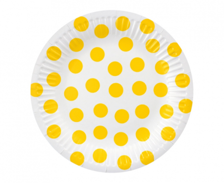 Talerzyki pap. Groszki, żółte, certyfikat FSC, 18 cm, 6 szt.