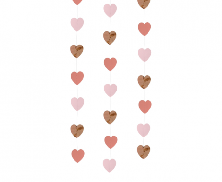 Girlanda papierowo-foliowa W&C Serduszka, 450 cm, serce 5 cm
