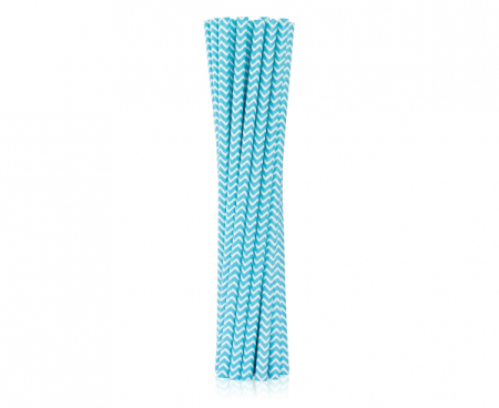Rurki (słomki) pap. jasnoniebieskie szlaczki, 6x197mm / 12 szt. KK