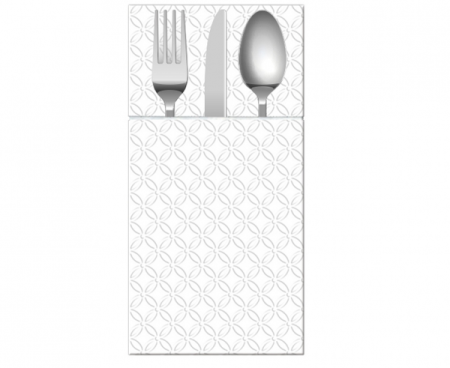 Etui (kieszonki) na sztućce, serwetki PAW wzorzyste Pocket Inspiration Modern (white) 40x40 cm/ 16 szt., serwetki