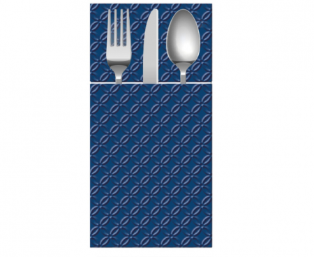 Etui (kieszonki) na sztućce, serwetki  PAW wzorzyste Pocket Inspiration Modern (navy blue) 40x40 cm/ 16 szt.