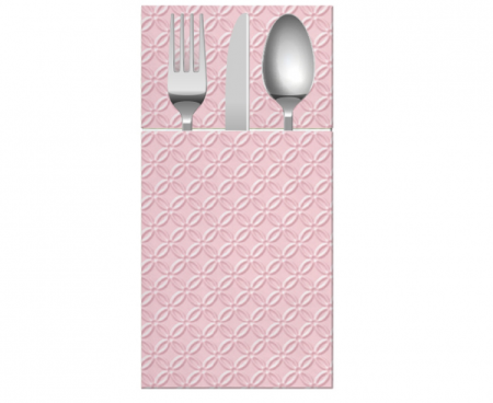 Etui (kieszonki) na sztućce, serwetki  PAW wzorzyste Pocket Inspiration Modern (light pink) 40x40 cm/ 16 szt., serwetki
