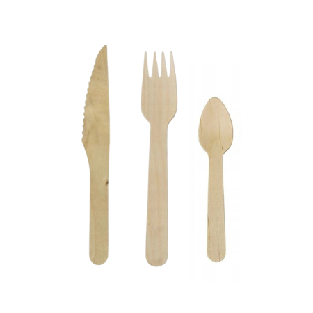 Zestaw sztućce, eko, drewniane widelec, nóż, łyżeczka - zestaw 6szt.