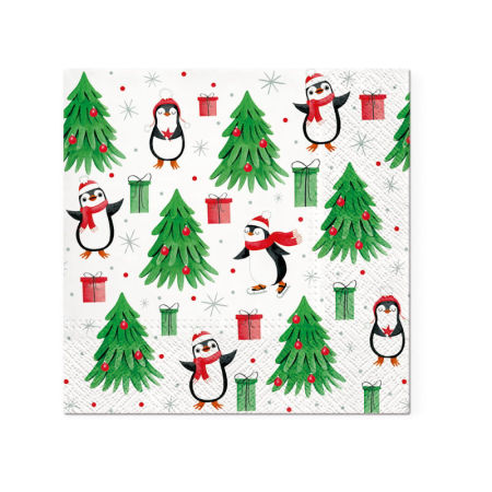 Papierowe serwetki TETE 33x33cm, bałwanki, Boże Narodzenie