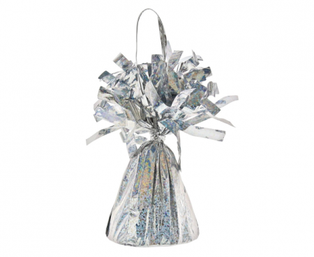 Ciężarek foliowy do balonów z helem, holograficzny srebrny, 145 g/ 1 szt.