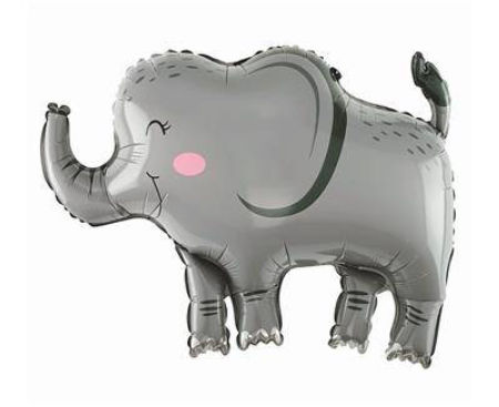 Balon foliowy 68x49cm - Słoń, Słonik (szary), safari, ZOO, zwierzęta